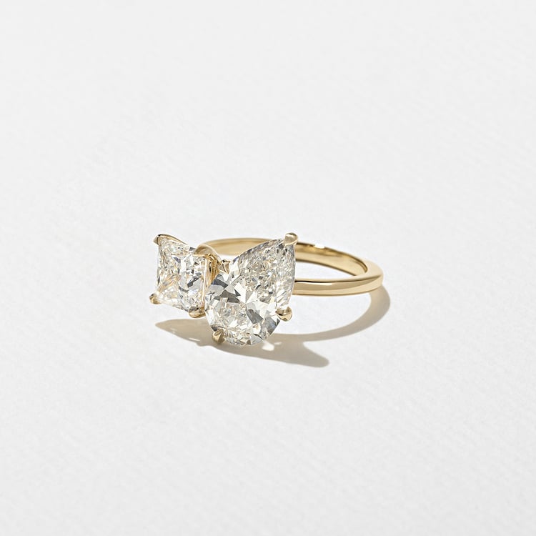 3.70 CT Pear & Princess Toi et Moi Lab Grown Diamond Engagement Ring