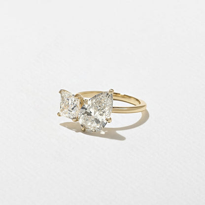 3.70 CT Pear & Princess Toi et Moi Lab Grown Diamond Engagement Ring