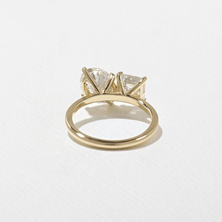 3.80 CT Oval & Asscher Toi et Moi Lab Grown Diamond Engagement Ring