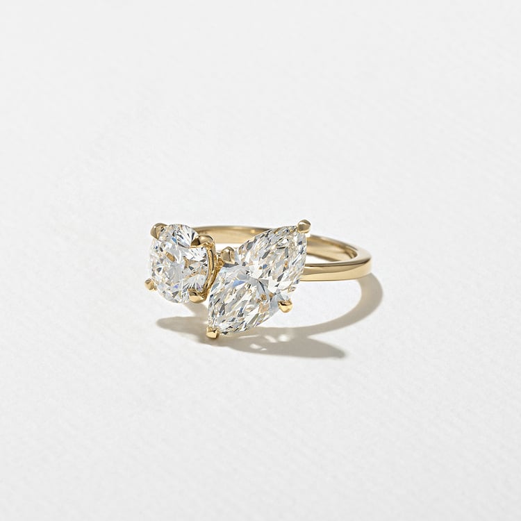 3.40 CT Marquise & Round Toi et Moi Lab Grown Diamond Engagement Ring
