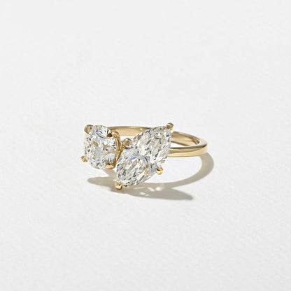 3.40 CT Marquise & Round Toi et Moi Lab Grown Diamond Engagement Ring