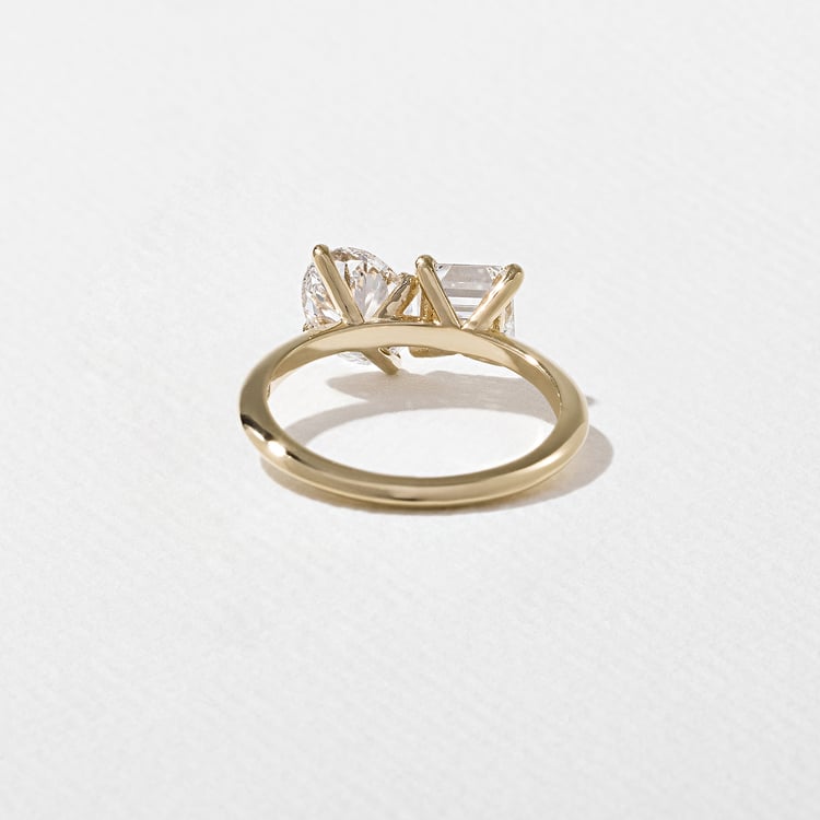 2.30 CT Oval & Asscher Toi et Moi Lab Grown Diamond Engagement Ring