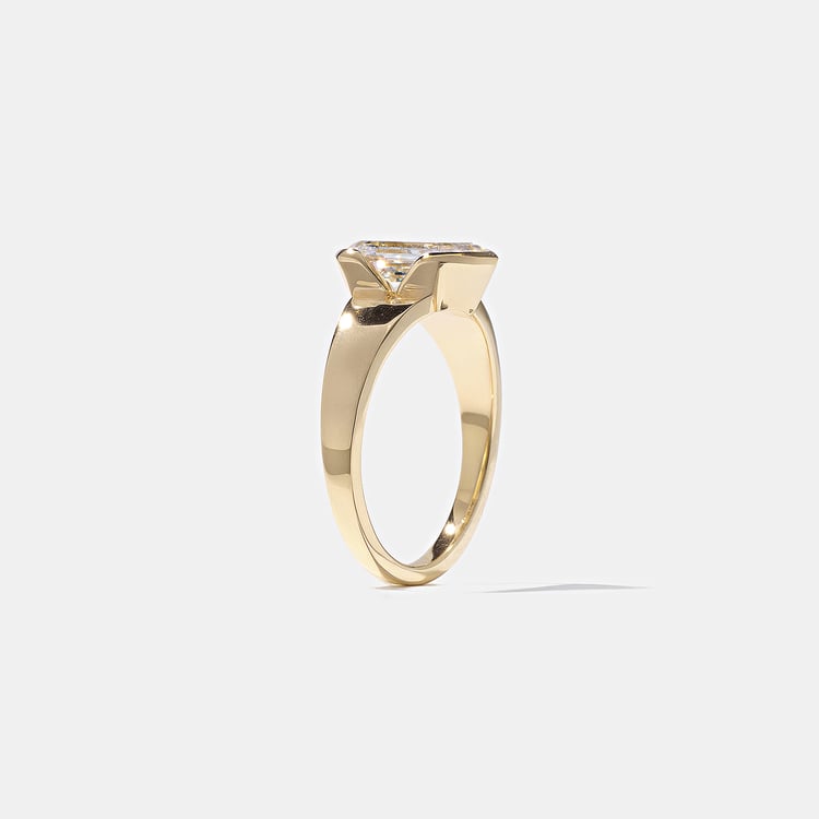 2.09 CT Emerald Cut Bezel Lab Grown Diamond Engagement Ring
