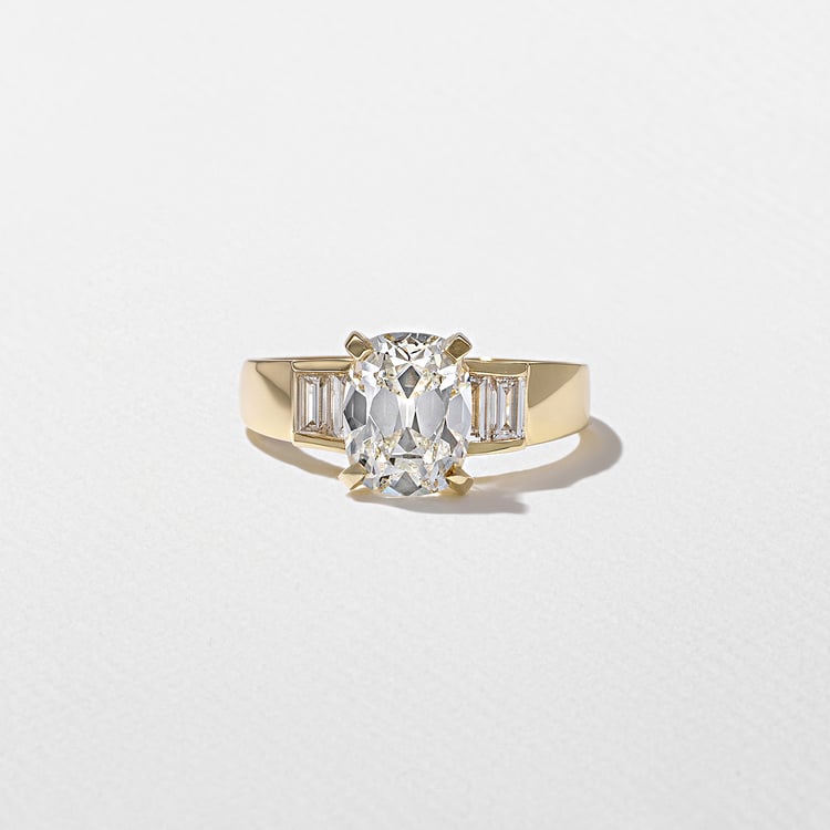 1.86 CT Antique Cushion Three Stone Lab Grown Diamond Engagement Ring