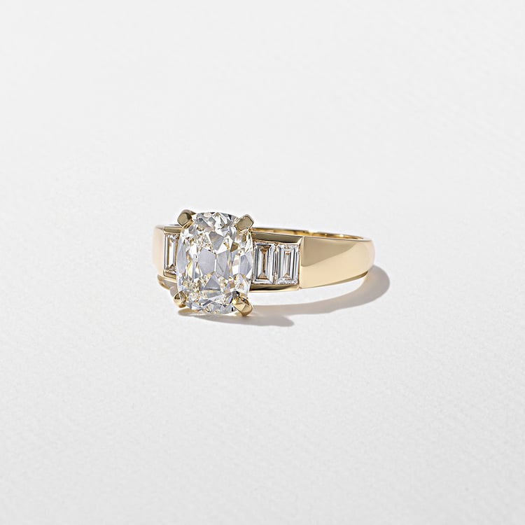 1.86 CT Antique Cushion Three Stone Lab Grown Diamond Engagement Ring