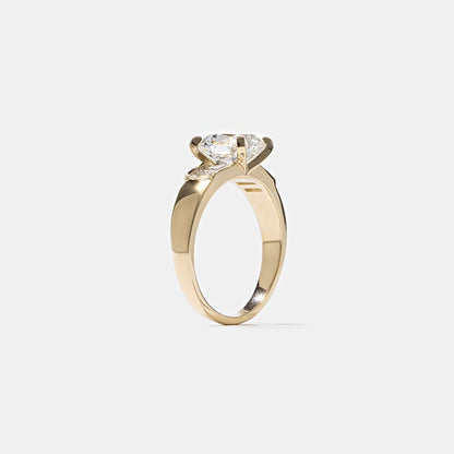 1.86 CT Antique Cushion Three Stone Lab Grown Diamond Engagement Ring