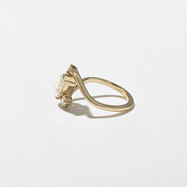1.53 CT Pear Three Stone Band Lab Grown Diamond Engagement Ring