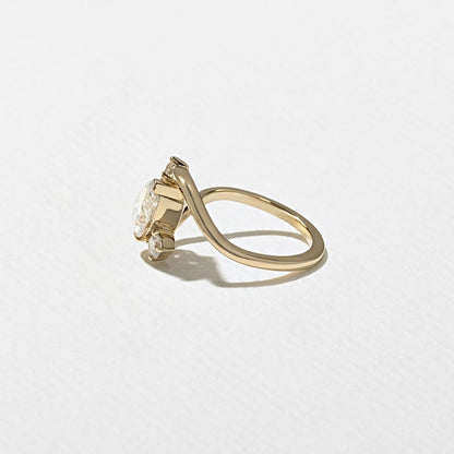1.53 CT Pear Three Stone Band Lab Grown Diamond Engagement Ring