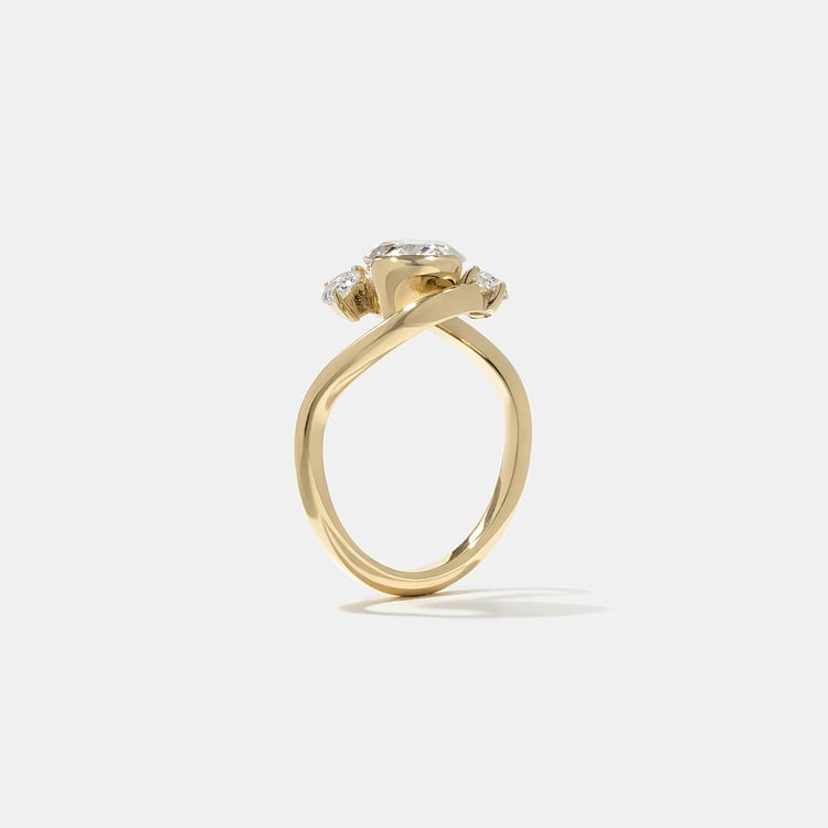 1.53 CT Pear Three Stone Band Lab Grown Diamond Engagement Ring