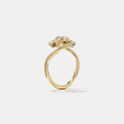 1.53 CT Pear Three Stone Band Lab Grown Diamond Engagement Ring