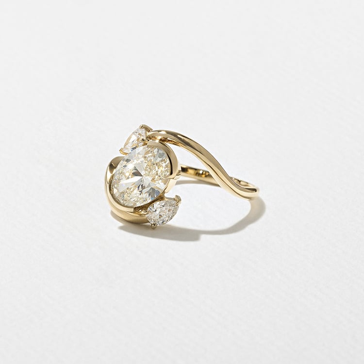 1.55 CT Oval Three Stone Band Lab Grown Diamond Engagement Ring