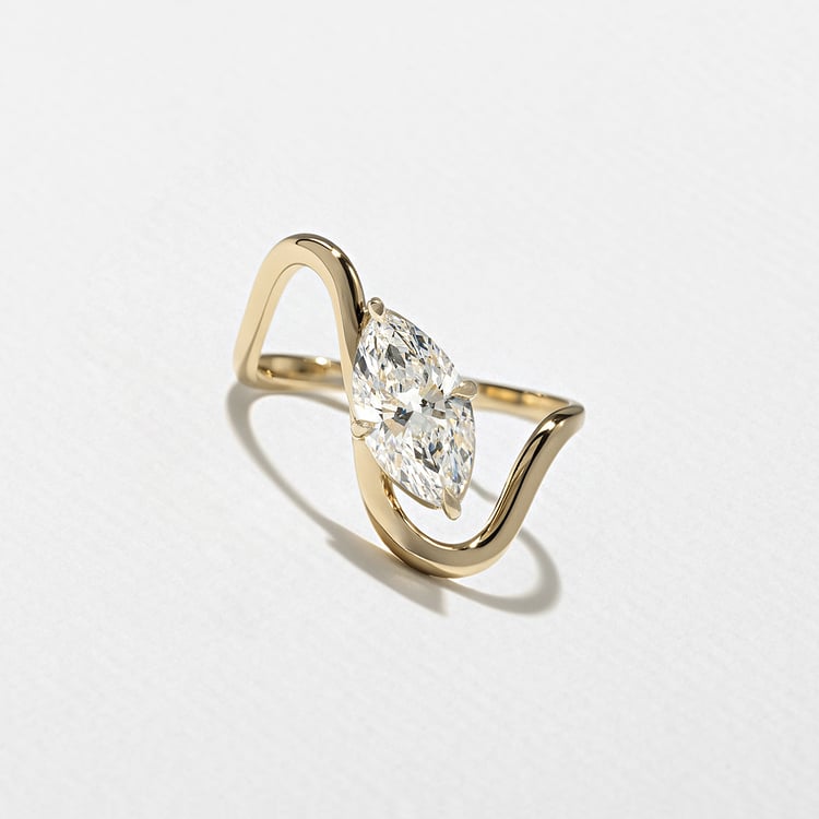 1.25 CT Marquise Swirl Lab Grown Diamond Engagement Ring