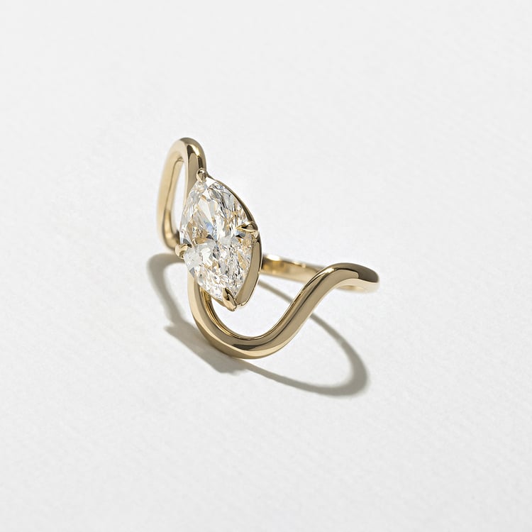 1.25 CT Marquise Swirl Lab Grown Diamond Engagement Ring
