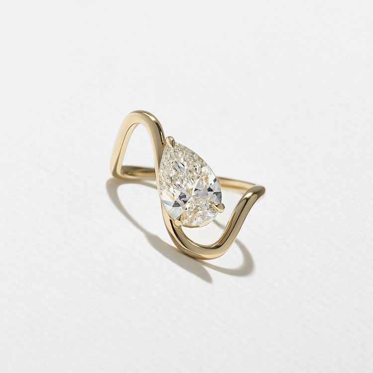 1.25 CT Pear Swirl Lab Grown Diamond Engagement Ring