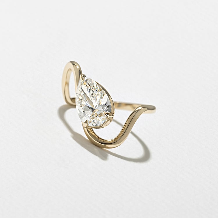 1.25 CT Pear Swirl Lab Grown Diamond Engagement Ring