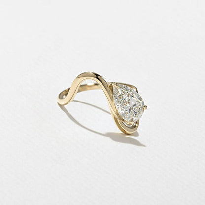 1.25 CT Pear Swirl Lab Grown Diamond Engagement Ring