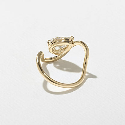 1.25 CT Pear Swirl Lab Grown Diamond Engagement Ring