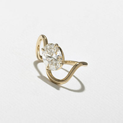 1.75 CT Oval Swirl Lab Grown Diamond Engagement Ring