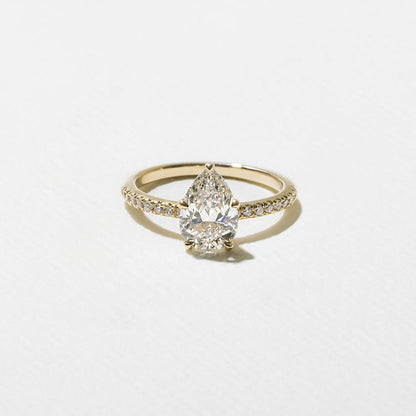 1.50 CT Pear Pavé Lab Grown Diamond Engagement Ring