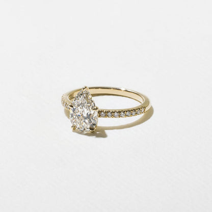 1.50 CT Pear Pavé Lab Grown Diamond Engagement Ring