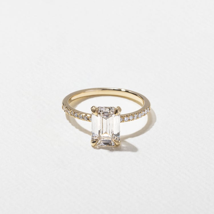 1.82 CT Emerald Cut Pavé Lab Grown Diamond Engagement Ring