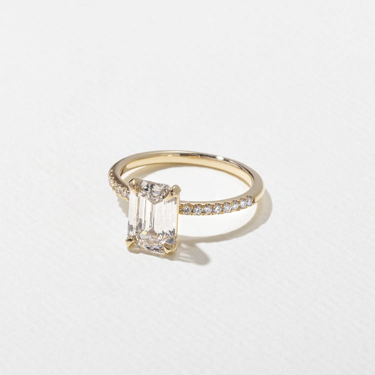 1.82 CT Emerald Cut Pavé Lab Grown Diamond Engagement Ring