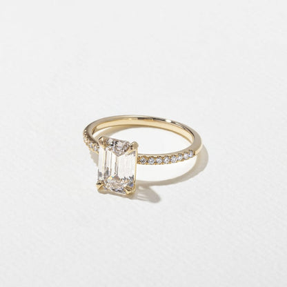 1.82 CT Emerald Cut Pavé Lab Grown Diamond Engagement Ring