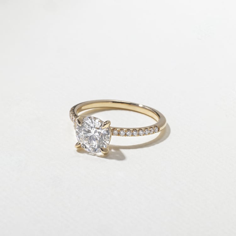 1.52 CT Round Pavé Lab Grown Diamond Engagement Ring