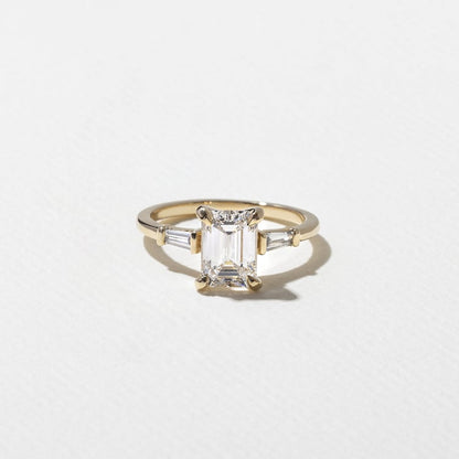 1.56 CT Emerald Three Stone Lab Grown Diamond Engagement Ring