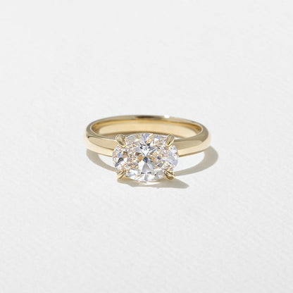2.08 CT Oval East-West Solitaire Lab Grown Diamond Engagement Ring