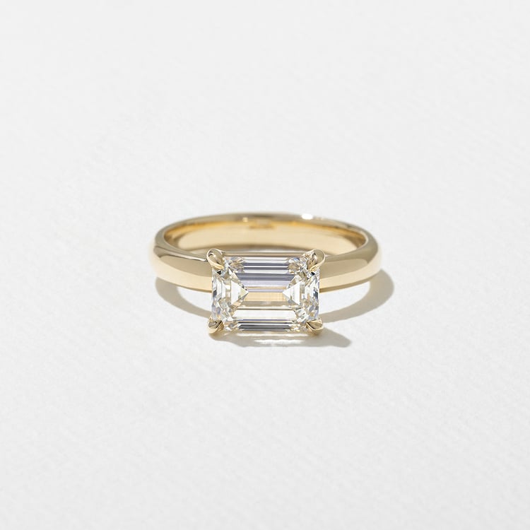 2.03 CT Emerald Cut East-West Solitaire Lab Grown Diamond Engagement Ring