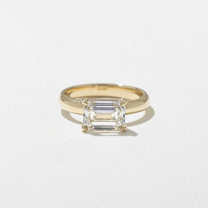 2.03 CT Emerald Cut East-West Solitaire Lab Grown Diamond Engagement Ring