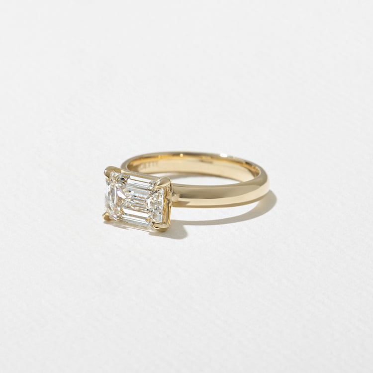 2.03 CT Emerald Cut East-West Solitaire Lab Grown Diamond Engagement Ring
