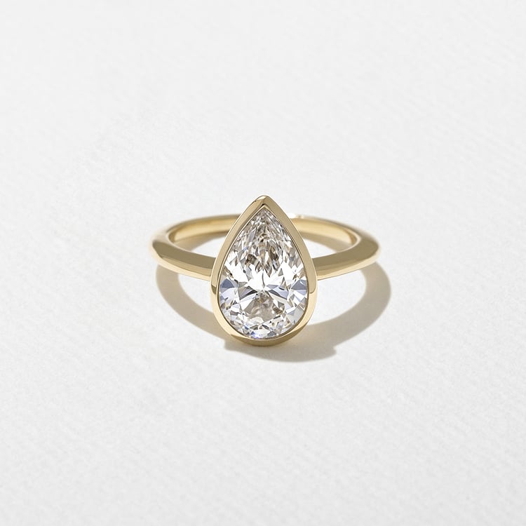 2.52 CT Pear Bezel Solitaire Lab Grown Diamond Engagement Ring