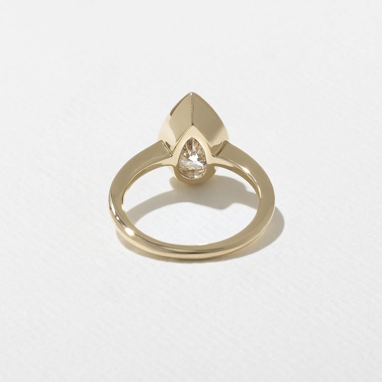 2.52 CT Pear Bezel Solitaire Lab Grown Diamond Engagement Ring
