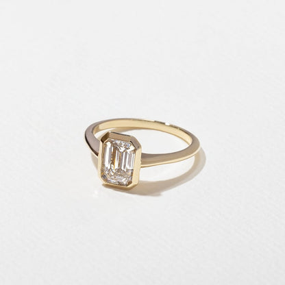 1.58 CT Emerald Cut Bezel Solitaire Lab Grown Diamond Engagement Ring