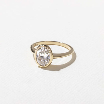1.52 CT Oval Bezel Solitaire Lab Grown Diamond Engagement Ring