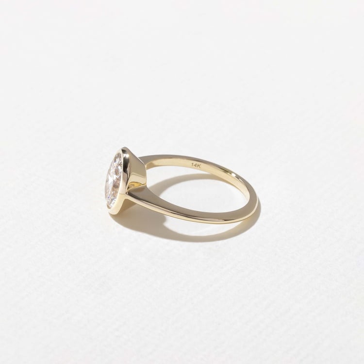 1.52 CT Oval Bezel Solitaire Lab Grown Diamond Engagement Ring