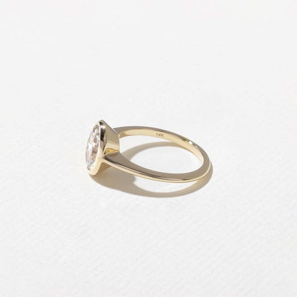 1.52 CT Oval Bezel Solitaire Lab Grown Diamond Engagement Ring