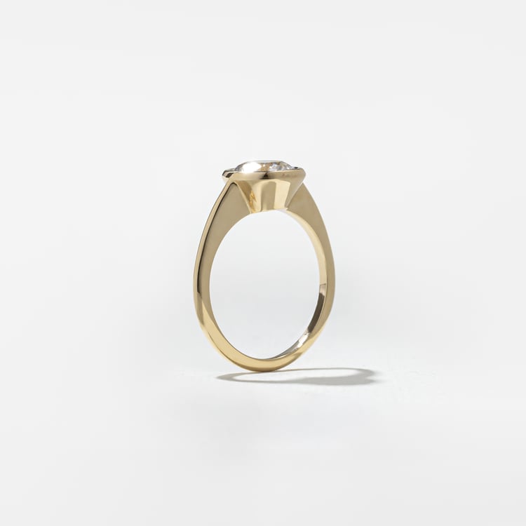 1.52 CT Oval Bezel Solitaire Lab Grown Diamond Engagement Ring