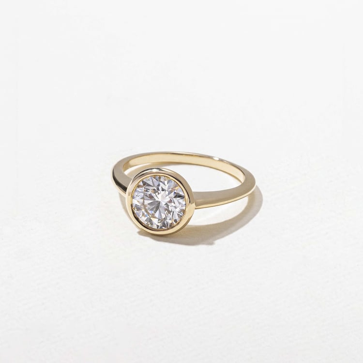 1.51 CT Round Bezel Solitaire Lab Grown Diamond Engagement Ring