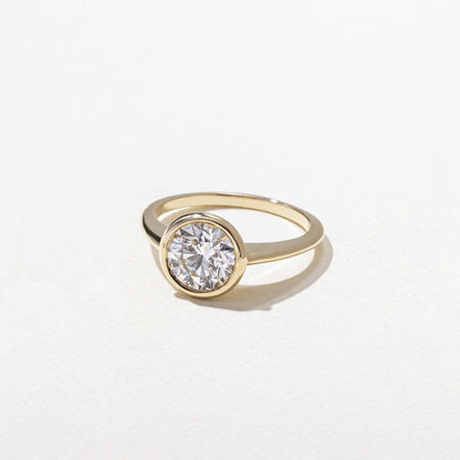 1.51 CT Round Bezel Solitaire Lab Grown Diamond Engagement Ring