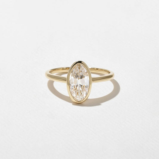 1.46 CT Antique Oval Bezel Solitaire Lab Grown Diamond Engagement Ring