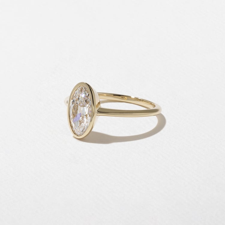 1.46 CT Antique Oval Bezel Solitaire Lab Grown Diamond Engagement Ring