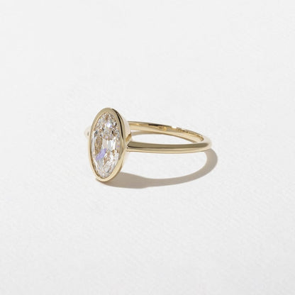 1.46 CT Antique Oval Bezel Solitaire Lab Grown Diamond Engagement Ring