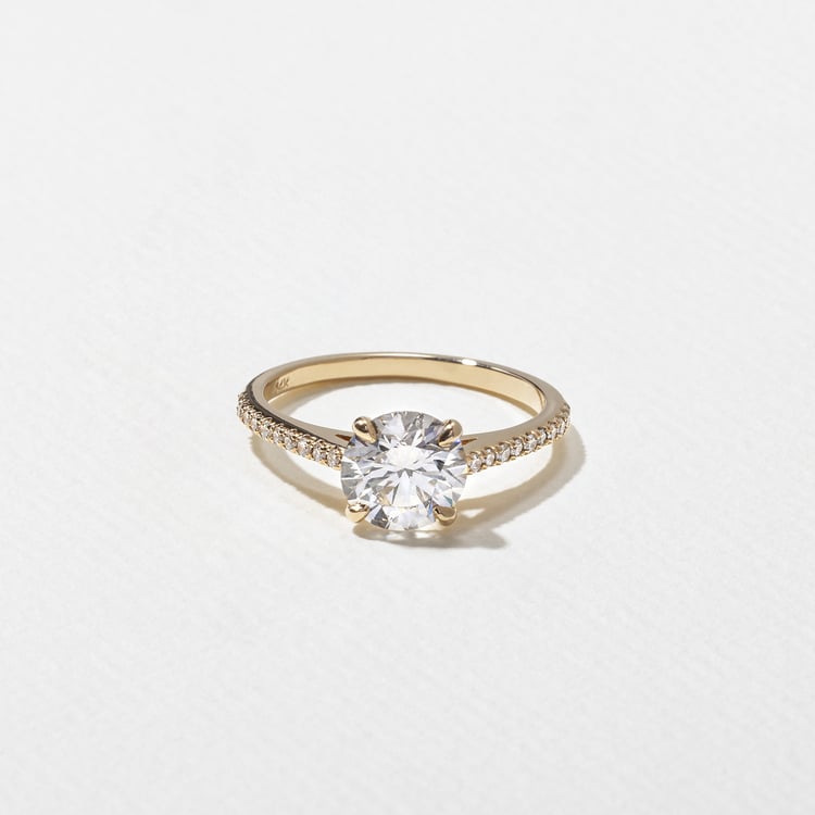 1.47 CT Round Pavé Lab Grown Diamond Engagement Ring