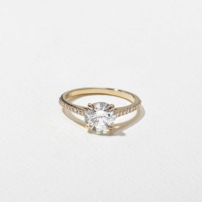 1.47 CT Round Pavé Lab Grown Diamond Engagement Ring