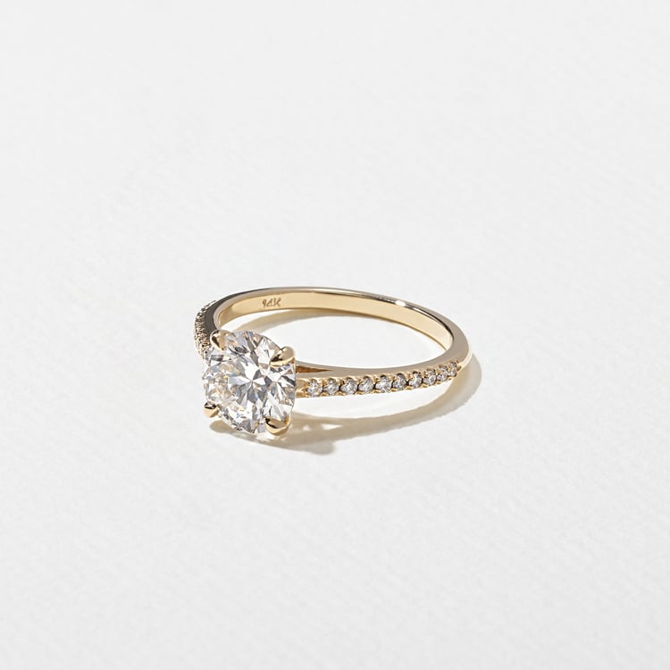 1.47 CT Round Pavé Lab Grown Diamond Engagement Ring