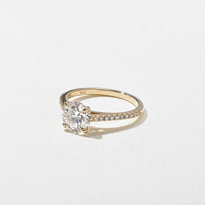 1.47 CT Round Pavé Lab Grown Diamond Engagement Ring
