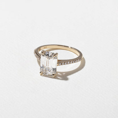 2.45 CT Emerald Cut Pavé Lab Grown Diamond Engagement Ring